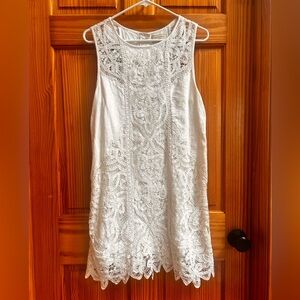 Moulinette Soeurs White Lace & Linen Dress